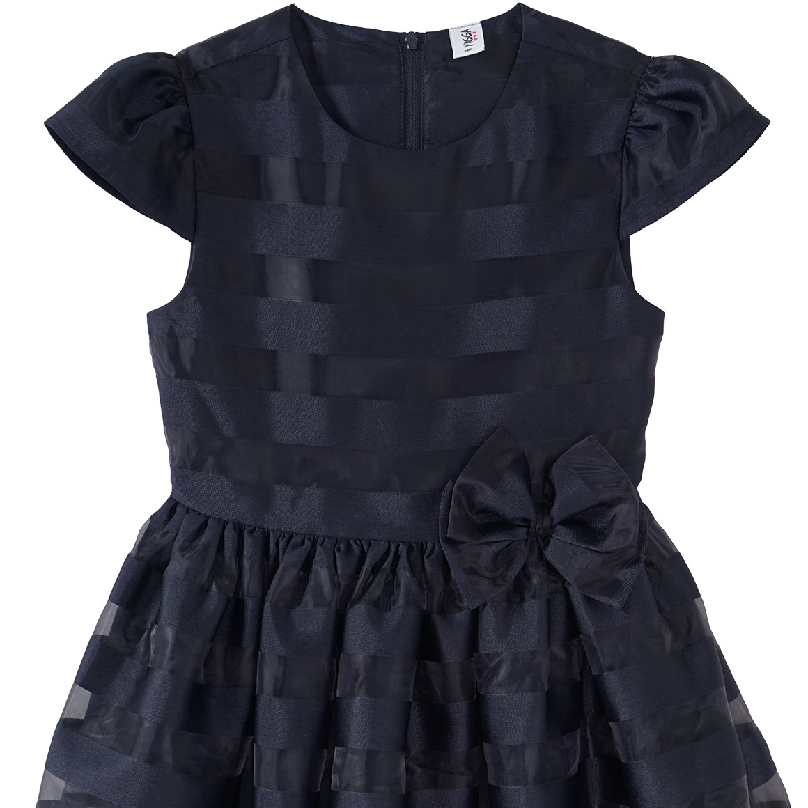 Yigga Festliches Mädchen Kleid mit Streifen dunkelblau