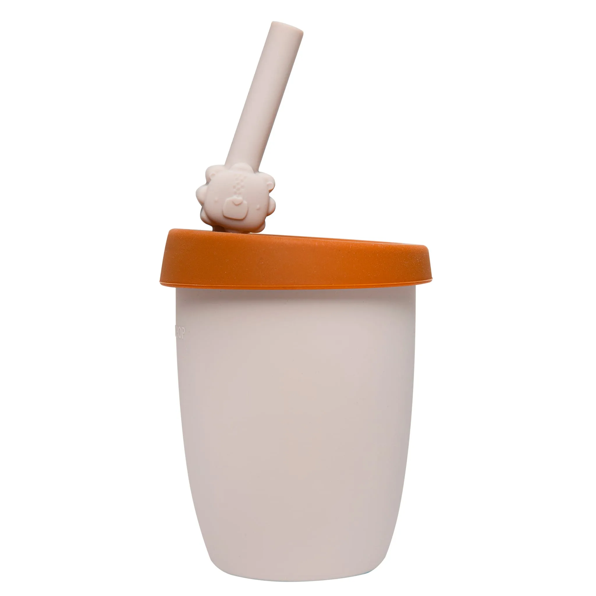 Loulou Lollipop Gobelet en Silicone avec Couvercle et Paille - Lion