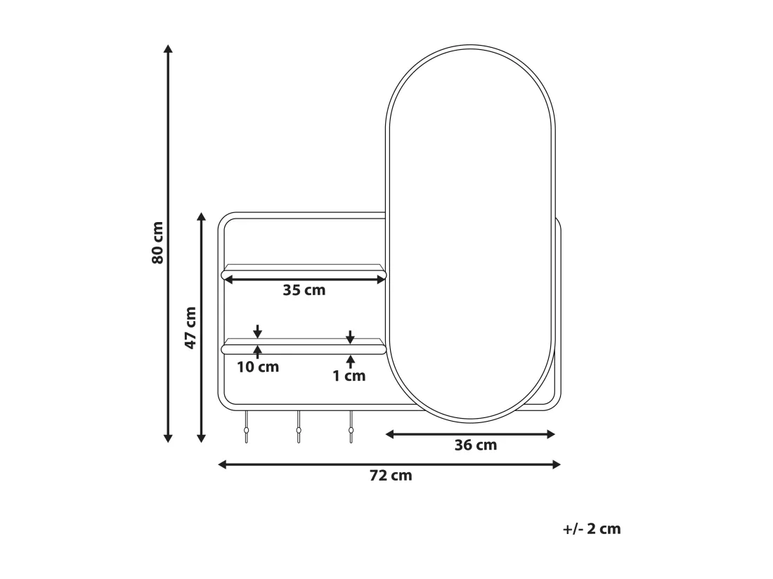 Miroir BRION 72 cm 80 cm Métal Doré