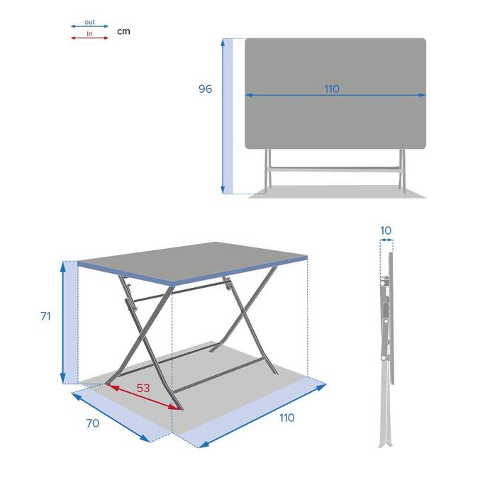 Table de jardin pliante rectangulaire GREENSBORO Gris quartz