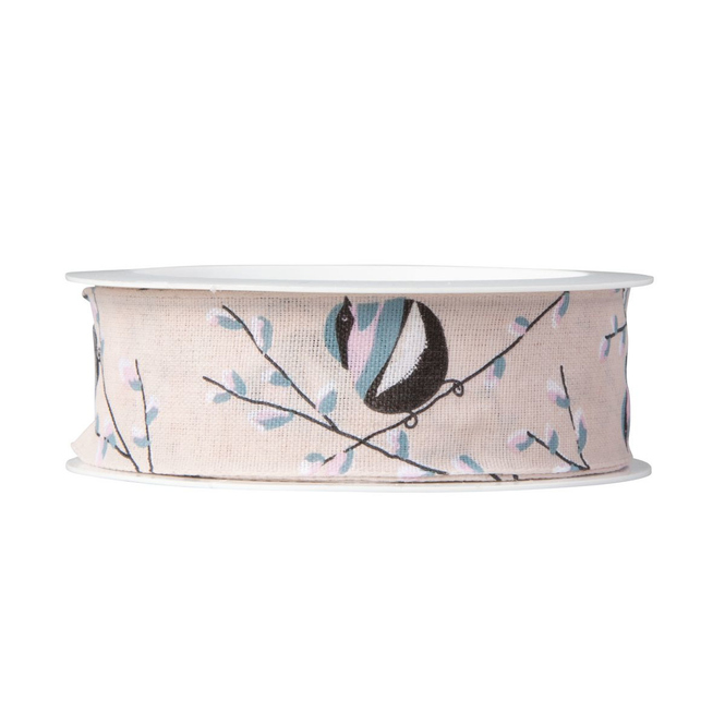Dekoband - Vögel und Zweige - ca. 250 x 2,5 cm - rosa