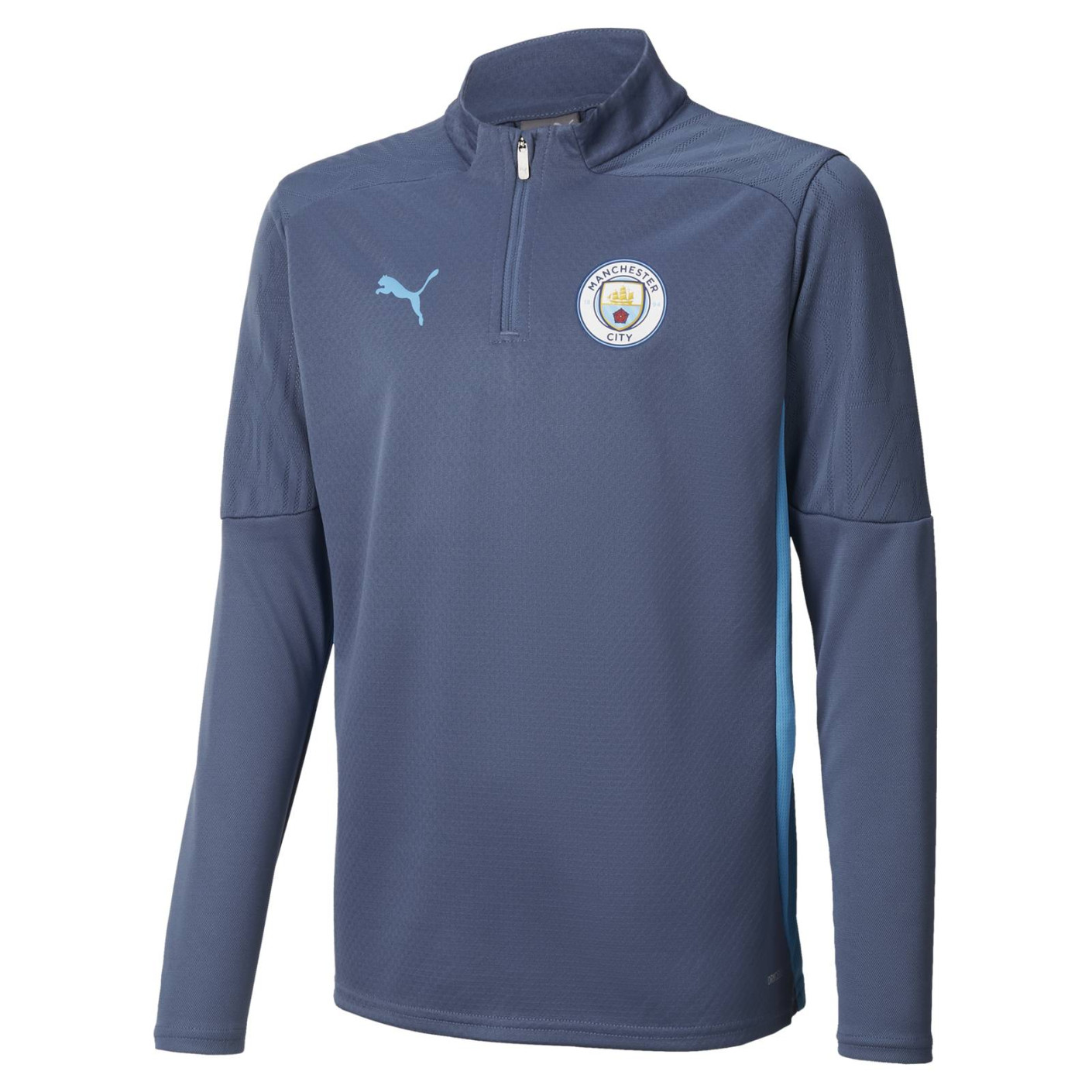 PUMA Manchester City Trainingstrui 1/4-Zip 2024-2025 Kids Donkerblauw Lichtblauw