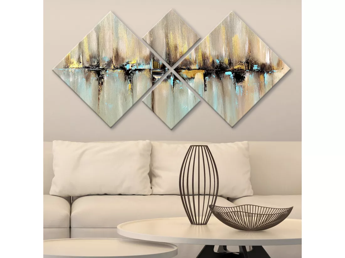 Peinture Décorative En Forme De Losange En Mdf De 5 Pièces. 60x115 cm