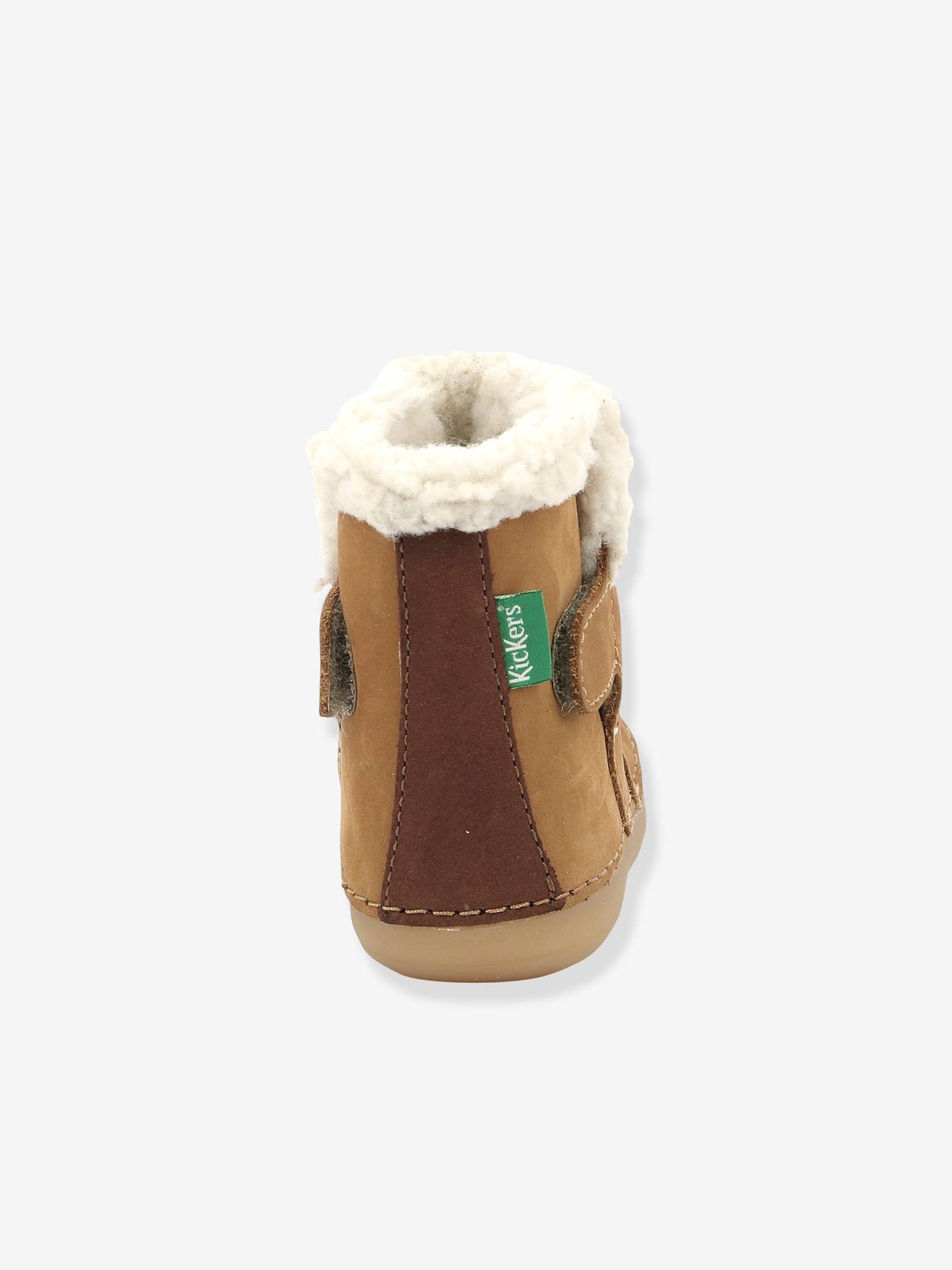 Sapatinhos de couro para bebês Sobooty KICKERS® First Steps, azul marinho