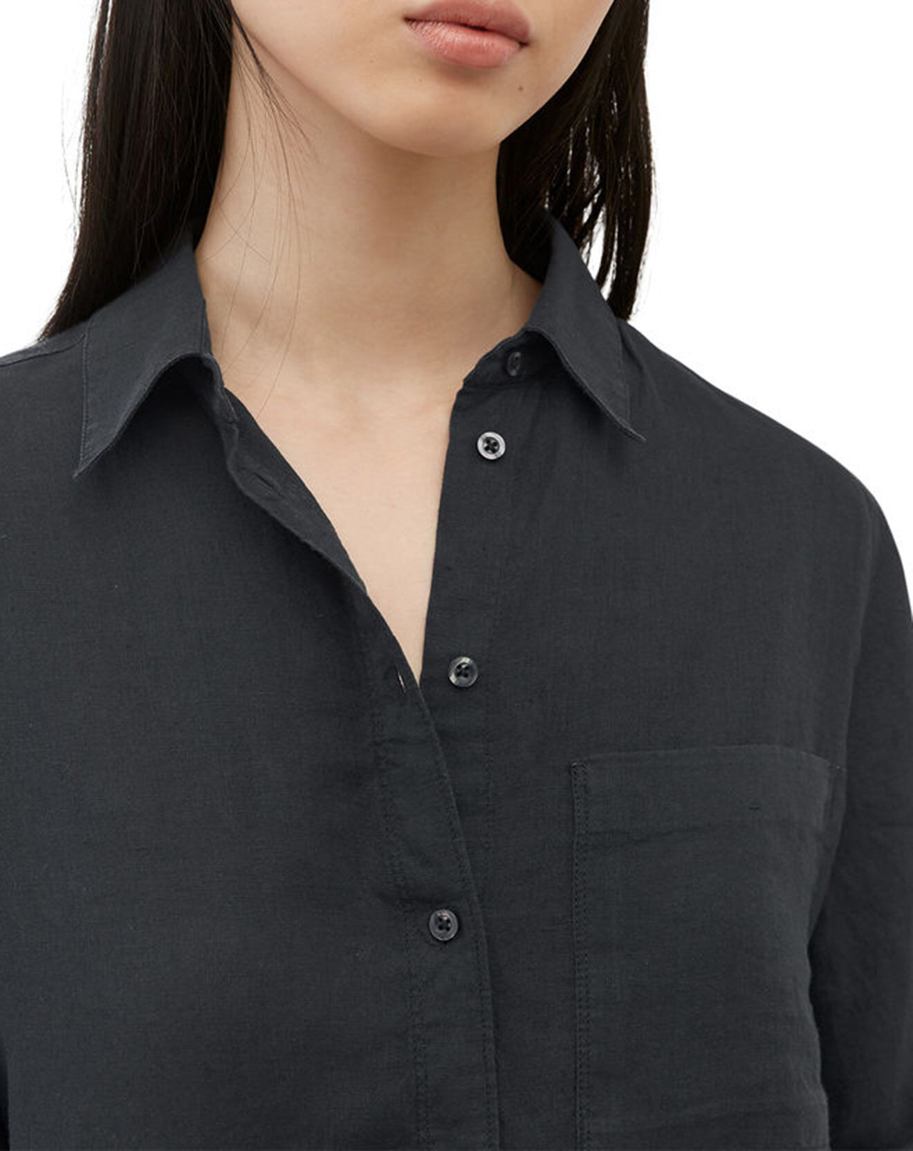 Marc O'Polo Chemise 100% Lin à Poche bleu marine