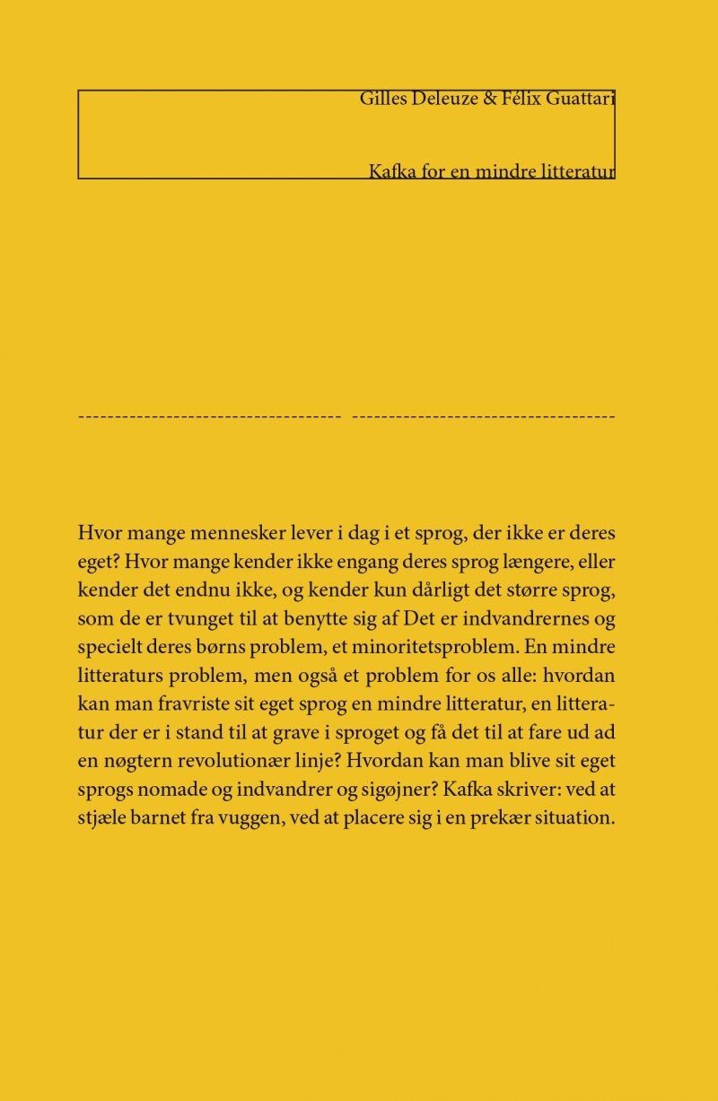 Kafka For En Mindre Litteratur - Gilles Deleuze - Bog