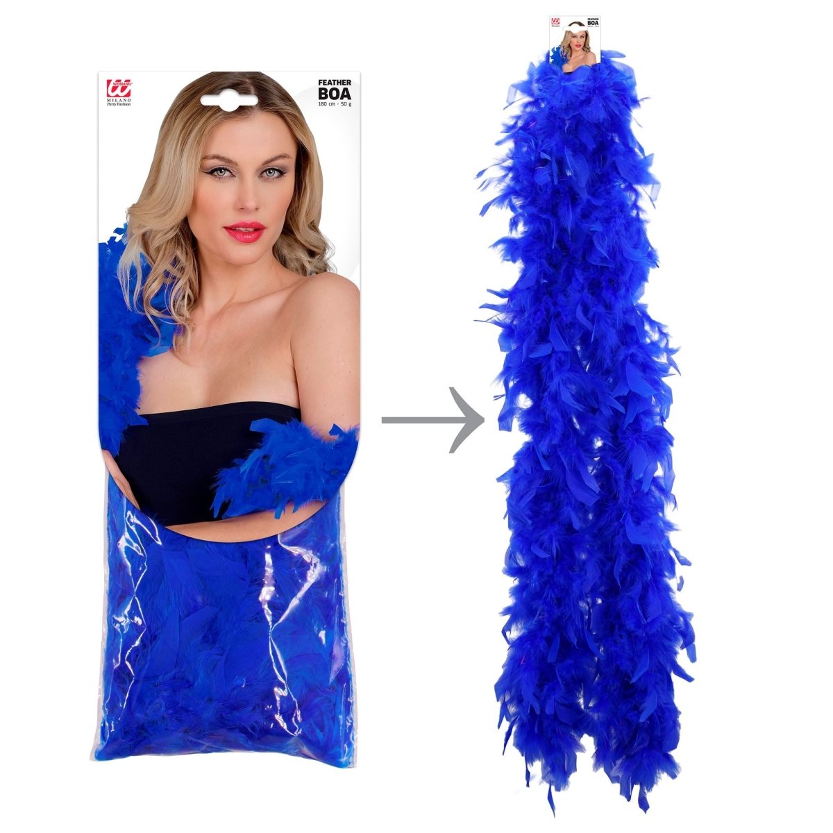 Blauwe Boa Veren 1,8m