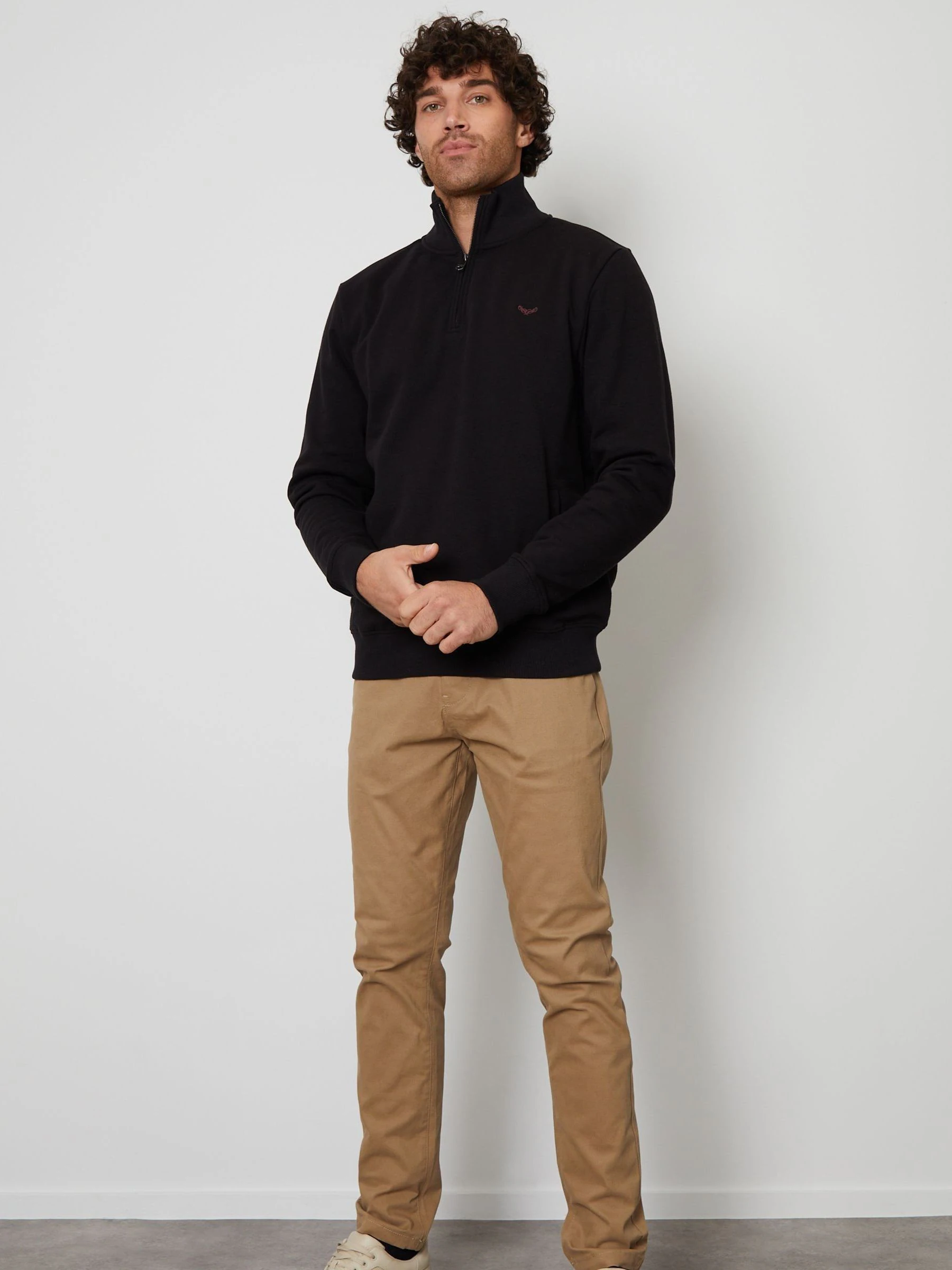 Zwart - Threadbare - Sweatshirt met korte rits aan de hals