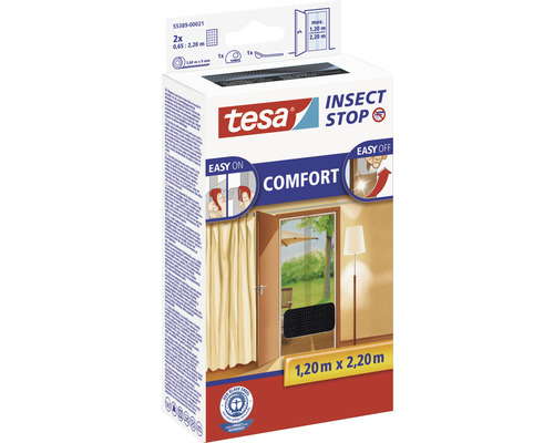 Vliegenhor voor deuren tesa Insect Stop Comfort, zonder boren, antraciet, 65x220 cm, 2-pack