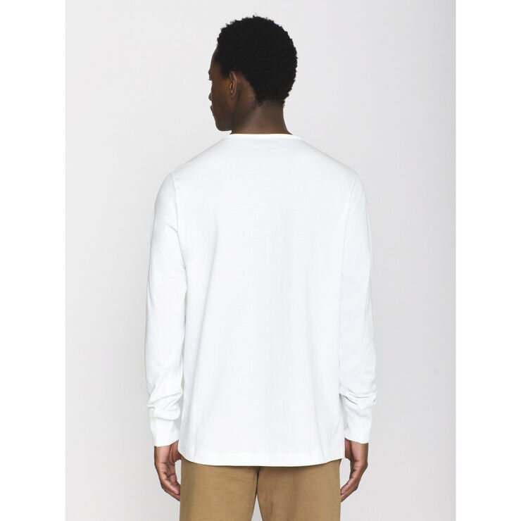 Knowledge Cotton Apparel BO long sleeve henley - GOTS/Vegan Hvid