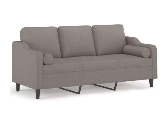 Canapé 3 places avec oreillers décoratifs taupe 180 cm tissu