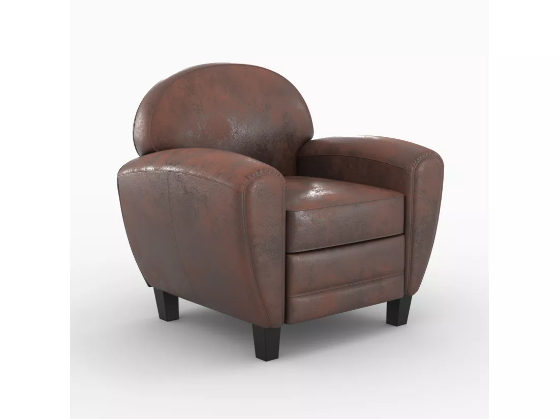 Ensemble canapé et fauteuil marron vieilli 4 places - Club