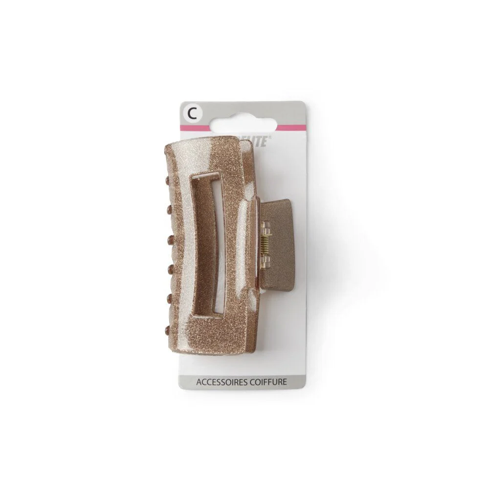 Pince cheveux crabe marron pailleté L10cm