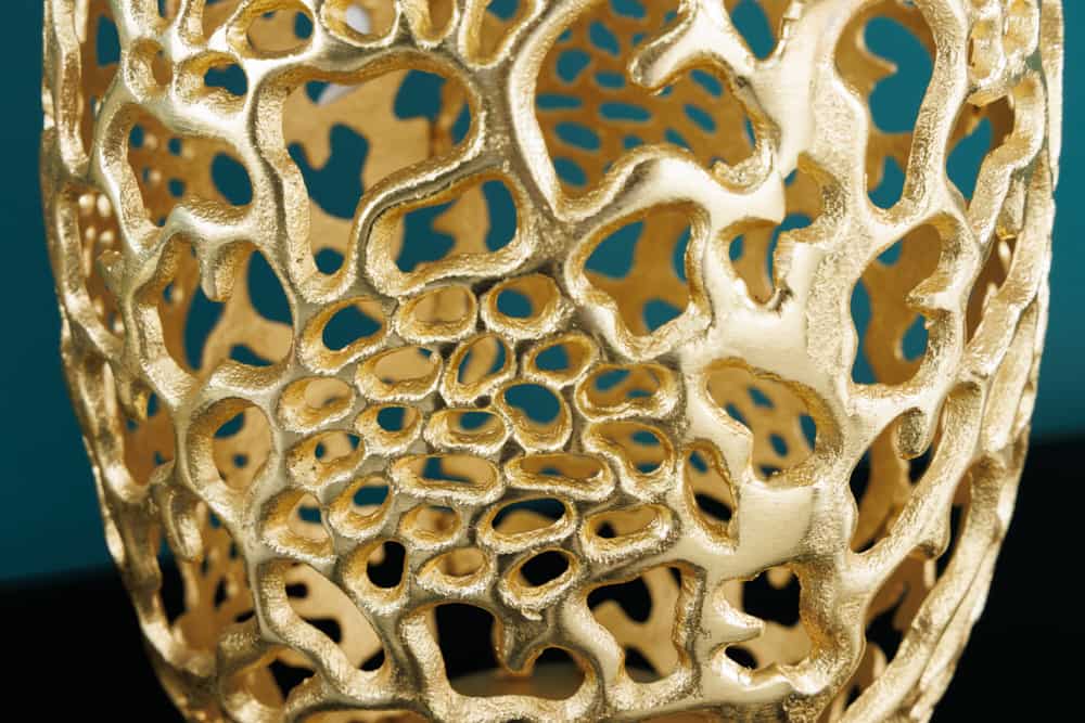 Filigrane Design Vase ABSTRACT LEAF gold 40cm Handarbeit