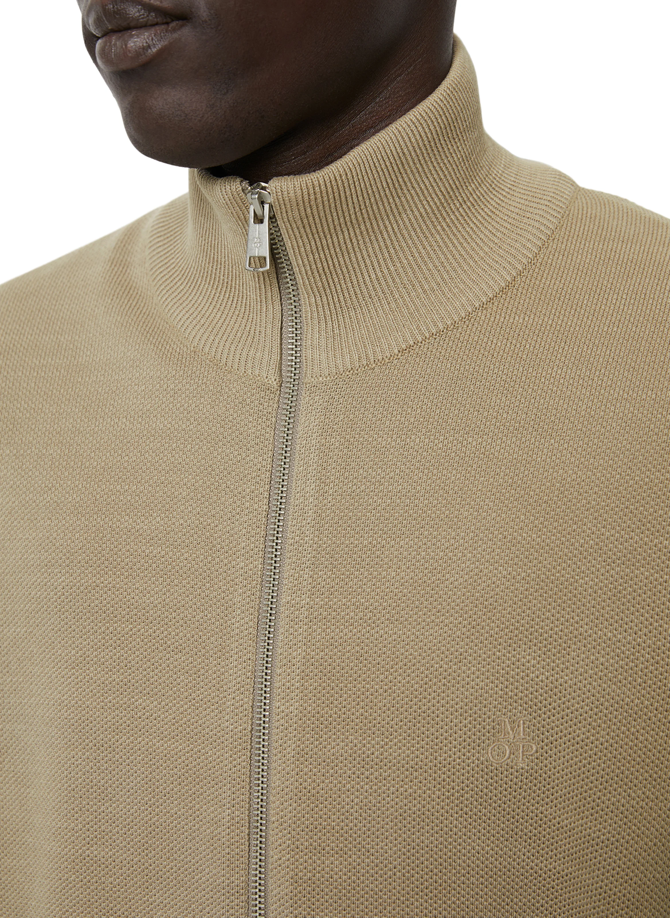 Gilet col montant en coton bio | Beige
