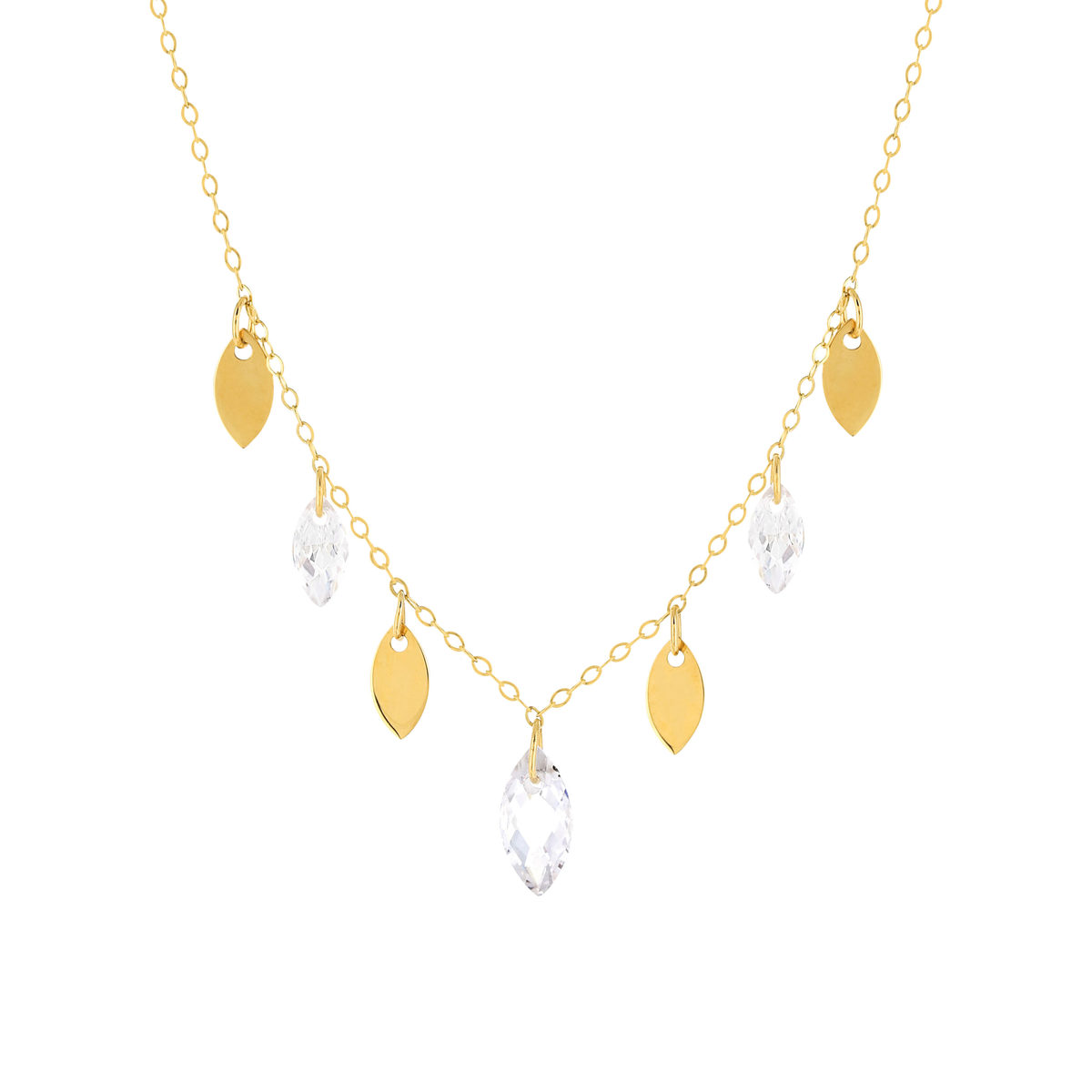 Collier or jaune 750 zirconias 42 cm