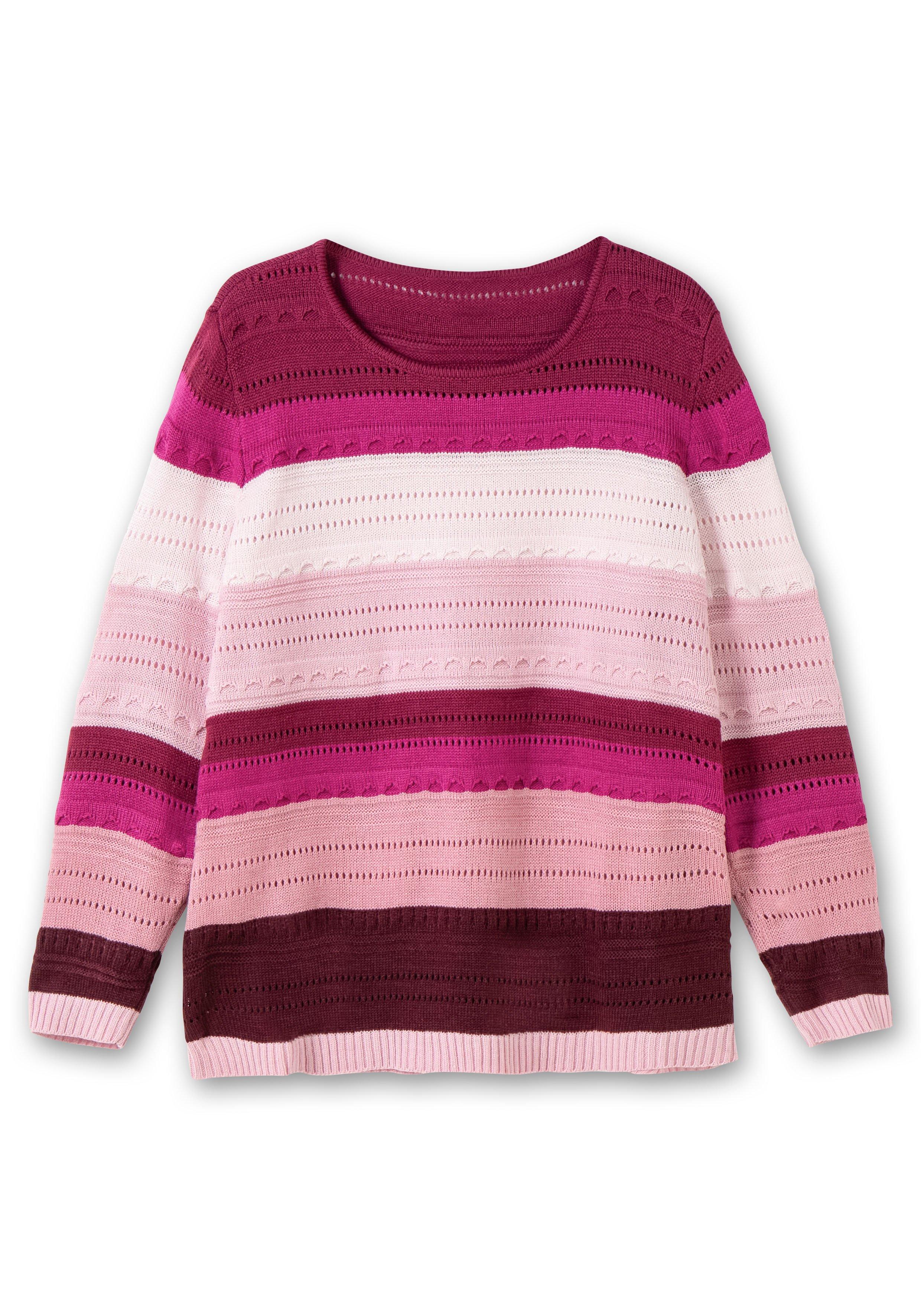 Pullover im Colorblocking und Ajourstrickmuster