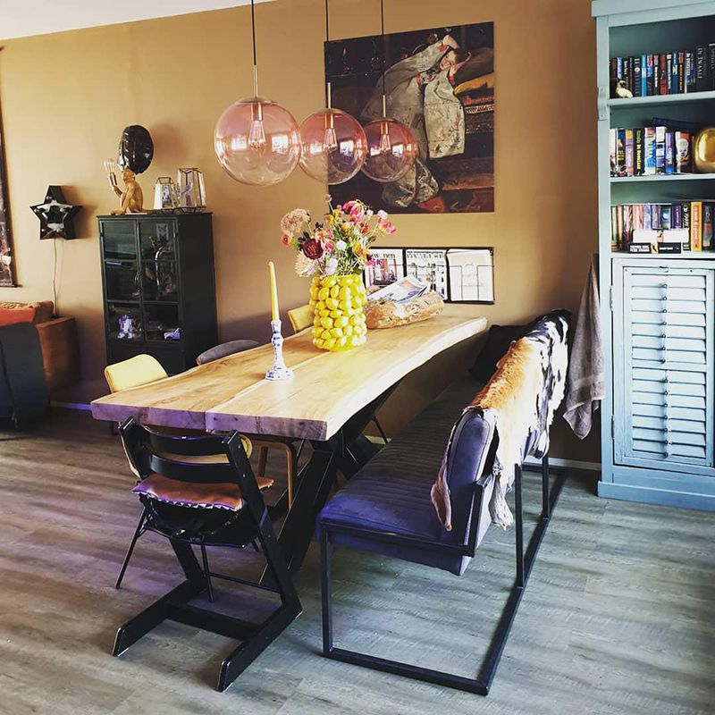Art deco hanglamp messing met roze glas 3-lichts - Pallon