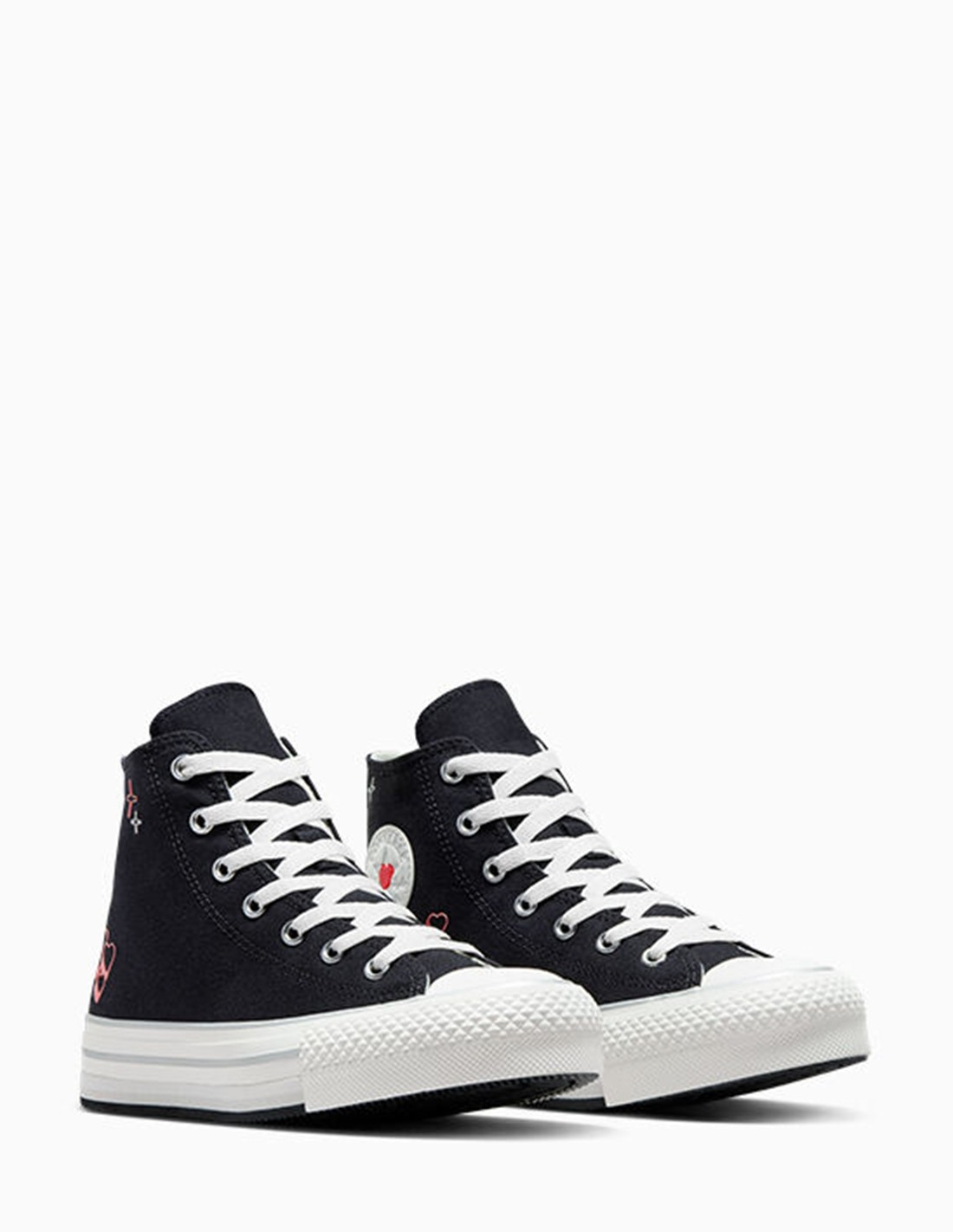converse Sneakers Compensées Montantes Femme CTAS Eva Lift Hi Noir/Blanc