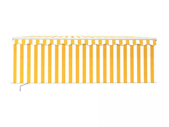Auvent manuel rétractable avec store et LED 4x3m Jaune et blanc