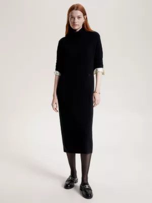 Vestido de malha midi de lã e cashmere com modelagem relaxada
