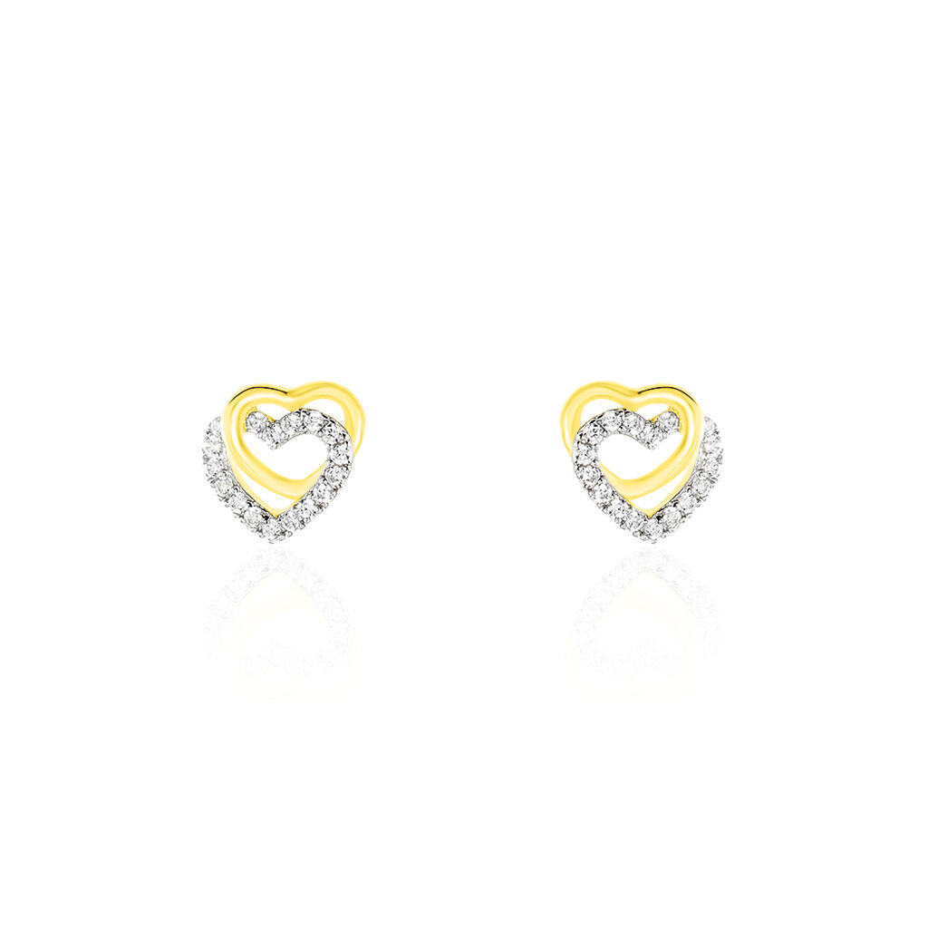 Boucles D'oreilles Puces Ablaye Or Jaune Oxyde De Zirconium