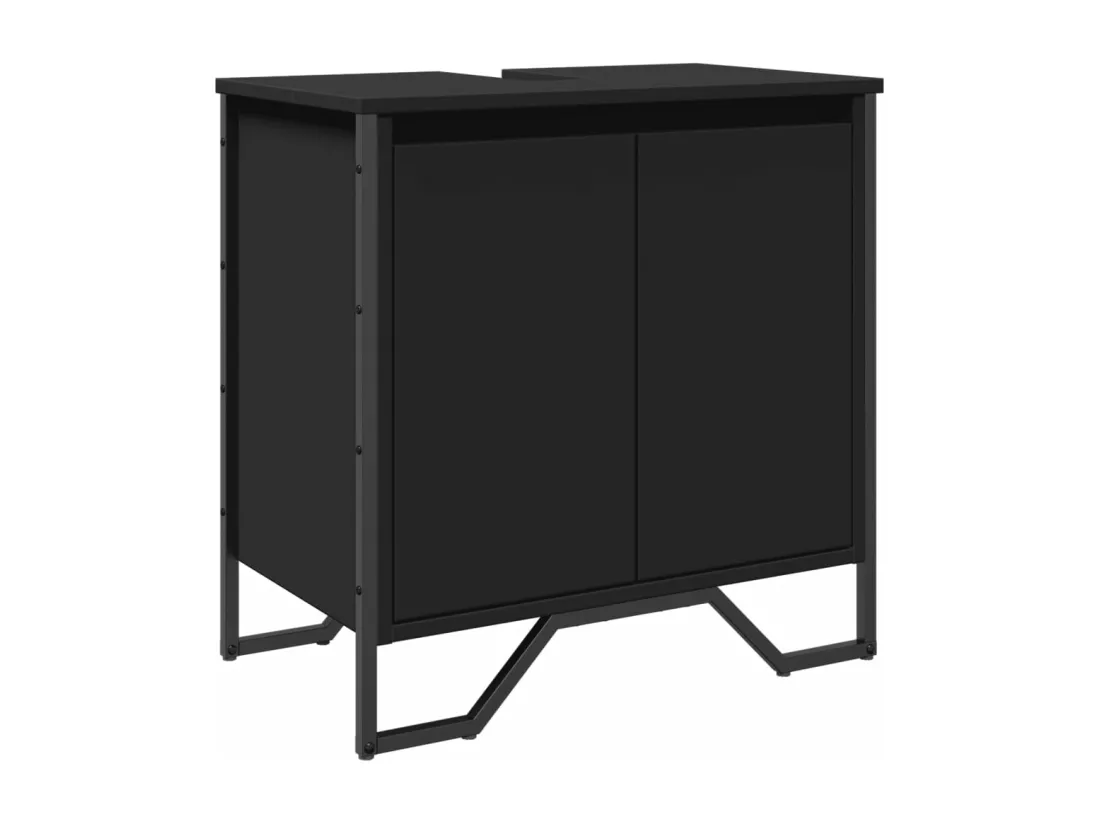 Armoire lavabo de salle de bain noir 60x35x60 cm