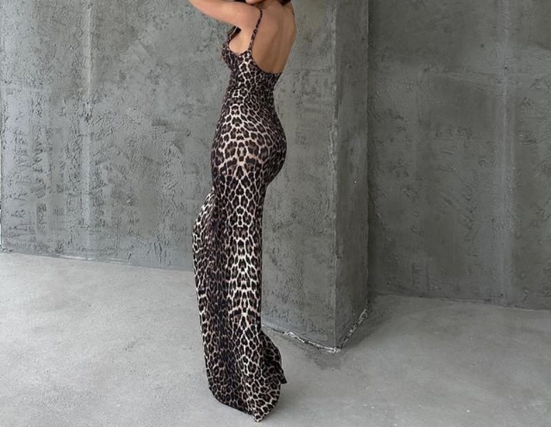 Sugarcoat - Maxi-bodyconjurk met spaghettibandjes en luipaardprint