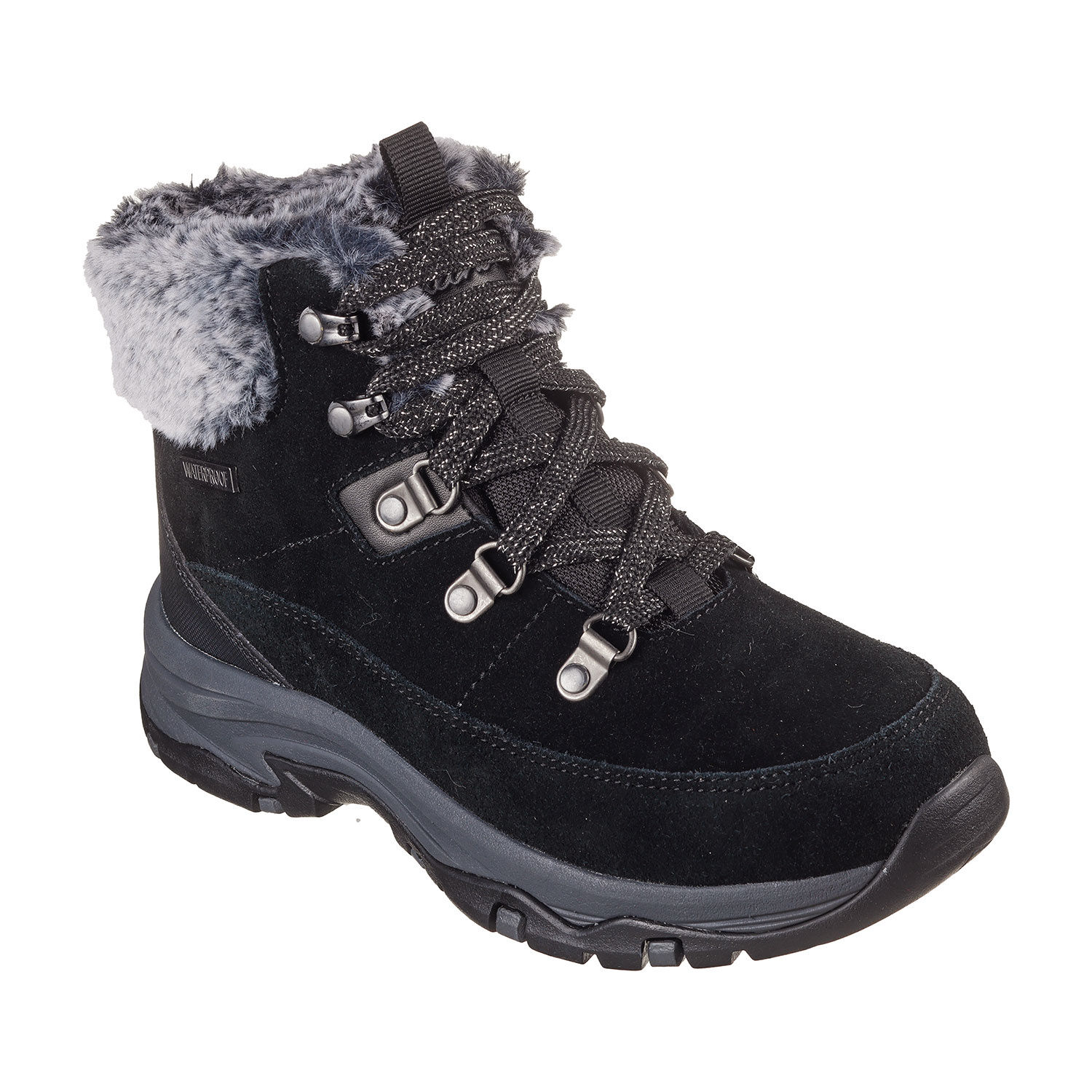 SKECHERS Schnürstiefel für Damen aus Veloursmaterial