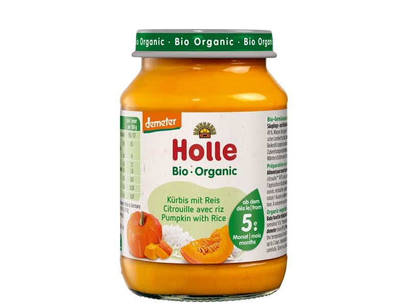 HOLLE Menü Bio Kürbis mit Reis 190 g Säuglings- und Kleinkinderbeikost