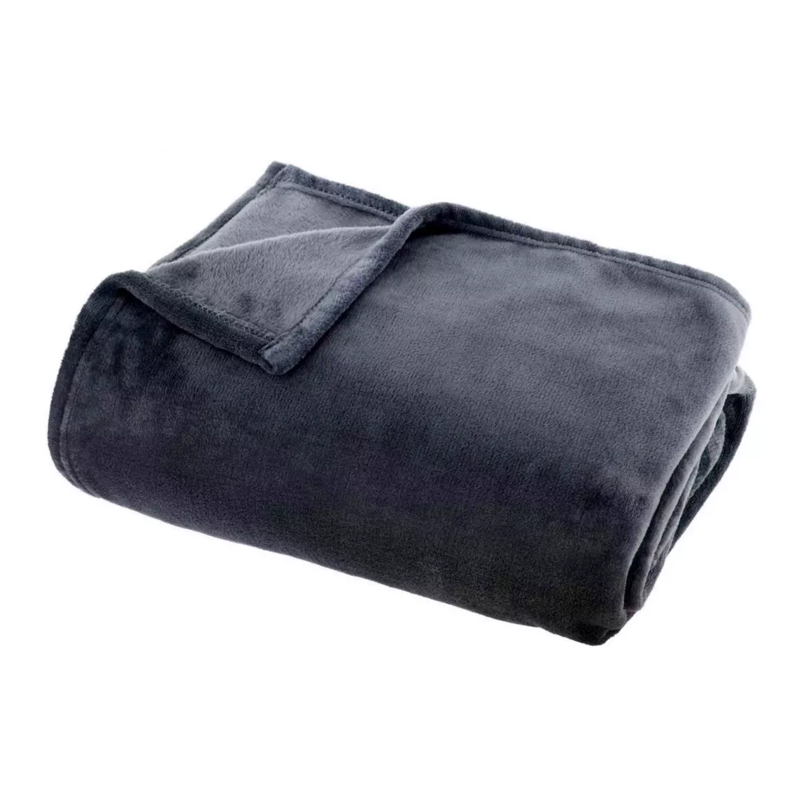 Plaid doux flanelle (220 x 240 cm) Didou Gris anthracite
