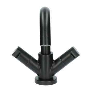 Aqualino Fortore 2-knops wastafelkraan met waste Zwart