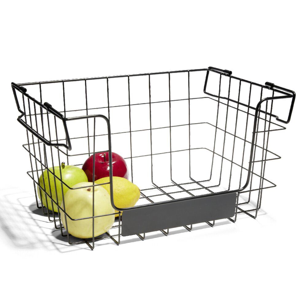 Panier superposable taille M métal noir 34,5x24x19cm