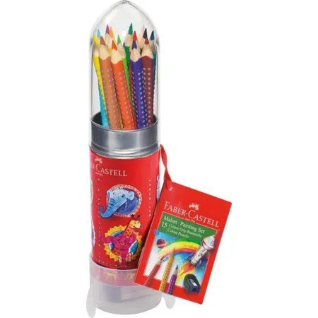 Faber-Castell Malset Colour Grip Rakete, 15 Buntstifte