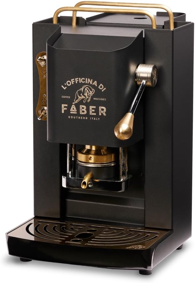 FABER COFFEE MACHINES | Modèle Pro Total Inox Deluxe | Machine à café à dosettes ese 44mm | Pressacialda en laiton réglable | électrovanne de série (laiton)