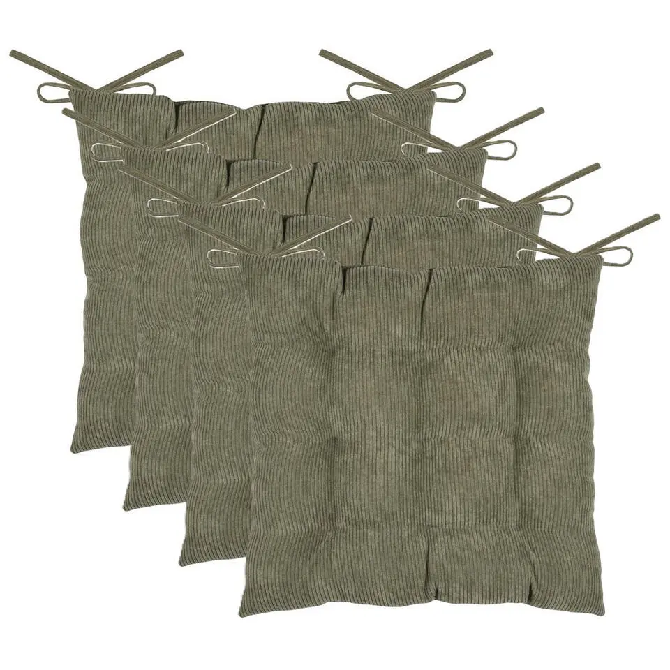 Stof Textile stoelkussen - olijfgroen - 38 x 38 x 5 cm