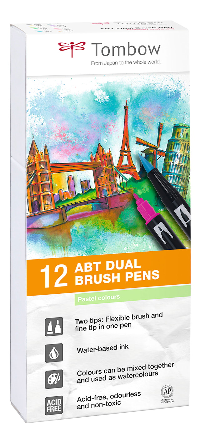 TOMBOW Penselpenn ABT Dual Brush 12P-2 pastell farger