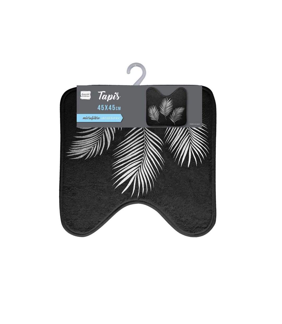 Tapis Contour WC Imprimé Orbella 45x45cm Noir & Argent