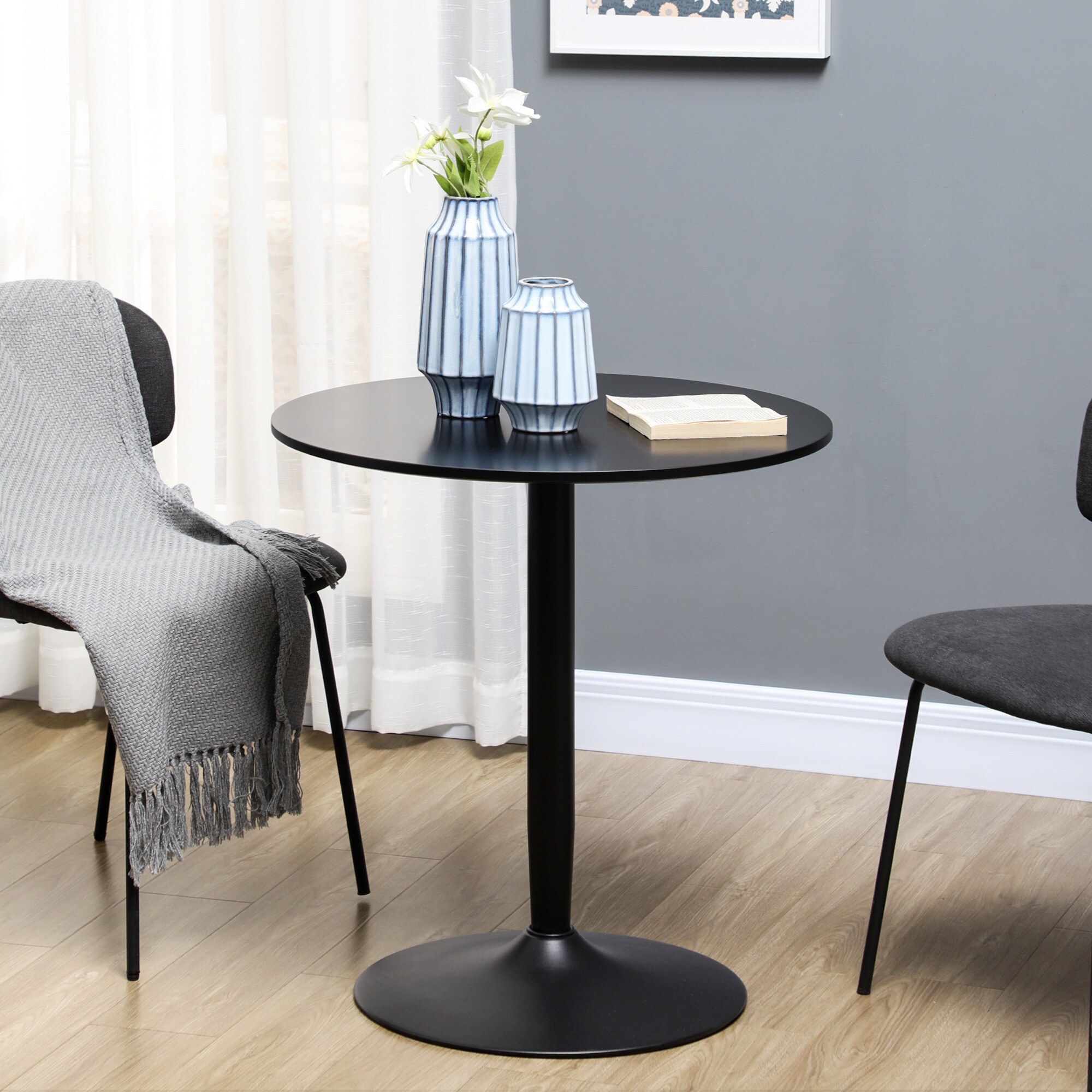 HOMCOM Esstisch mit geräumiger runden Tischplatte 70L x 70B x 75H cm