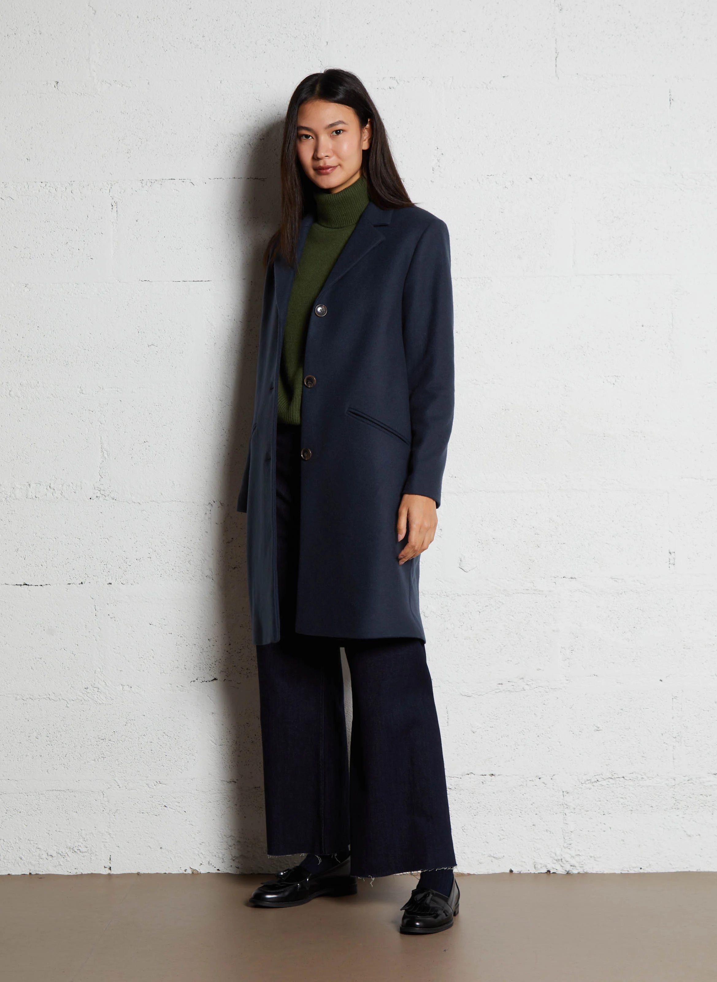 MOLLY - Manteau col tailleur en laine mélangée | Gris