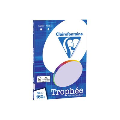 Clairefontaine Trophée - Papier couleur - A4 (210 x 297 mm) - 160 g/m² - Ramette de 50 feuilles - lilas