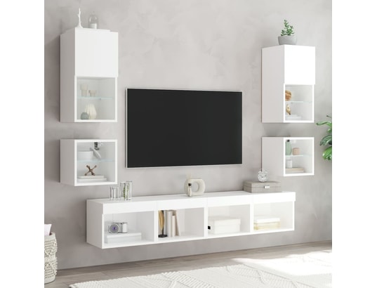 VIDAXL - Table de chevet murale avec lumières led blanc