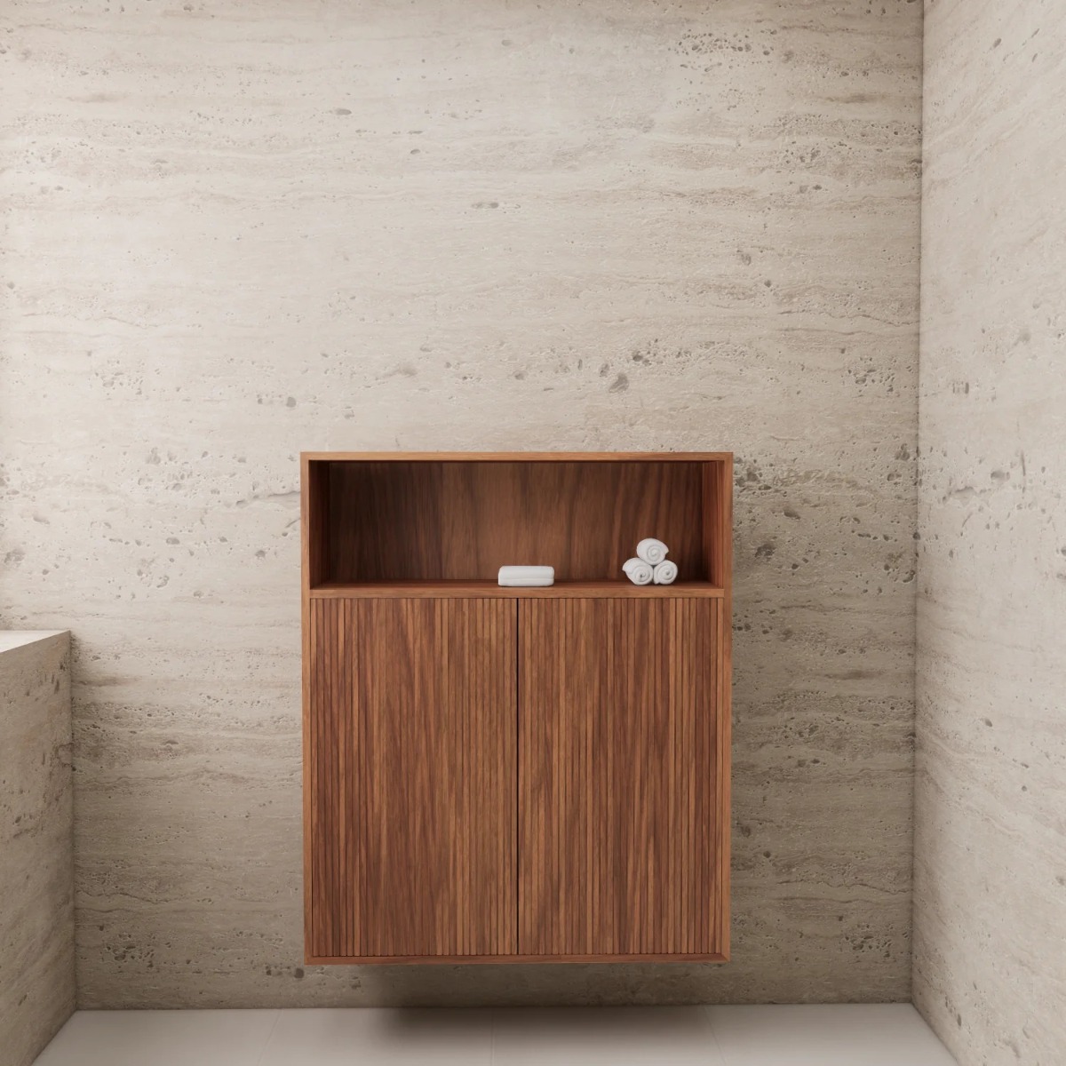 Gliss Design Timotheus badkamerkast met ribbelfront 100cm walnut