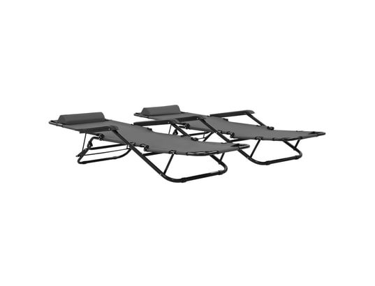 VIDAXL - Chaise longue Chaises longues pliables 2 pcs avec repose-pied acier gris