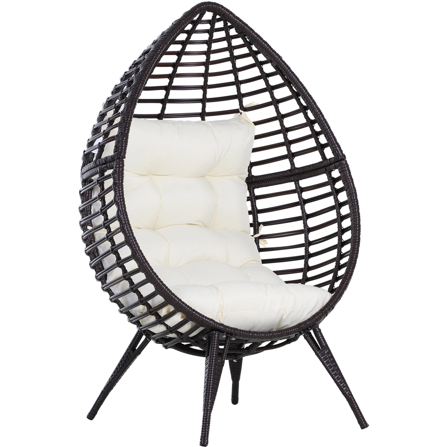 Outsunny Gartensessel in Tropfen Design braun, beige