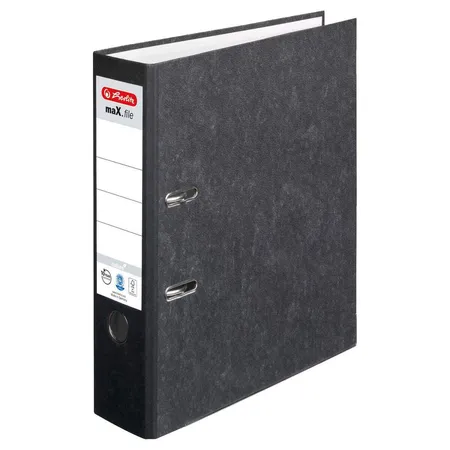 Herlitz Ordner A4 8cm FSC-Mix maXfile schwarz nature