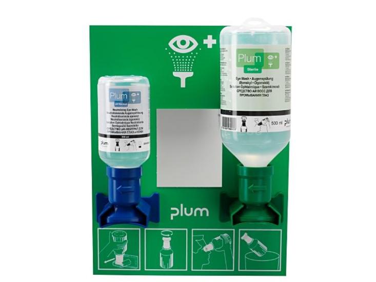PLUM Augen Notfallstation 200 ml pH Neutral, 500 ml NaCl Augenspülung für den mobilen Einsatz