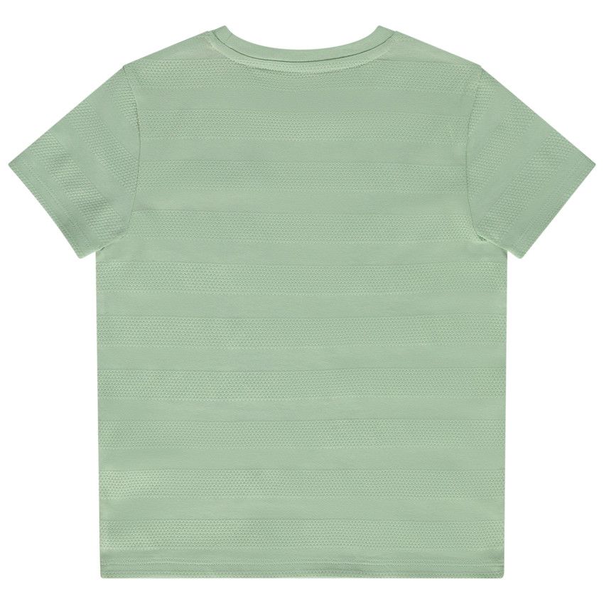 T-shirt manches courtes à rayures fantaisie et poche print palmier - Vert