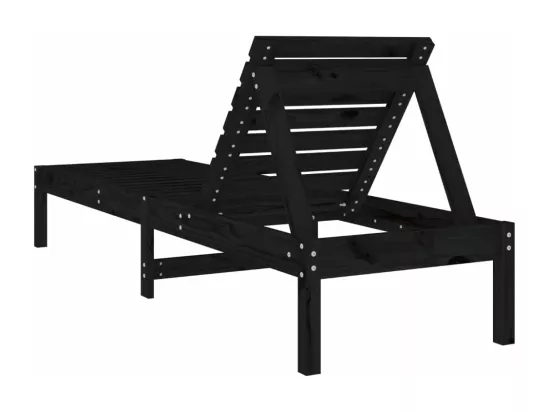 Chaises longues lot de 2 noir 199,5x60x74 cm bois massif de pin
