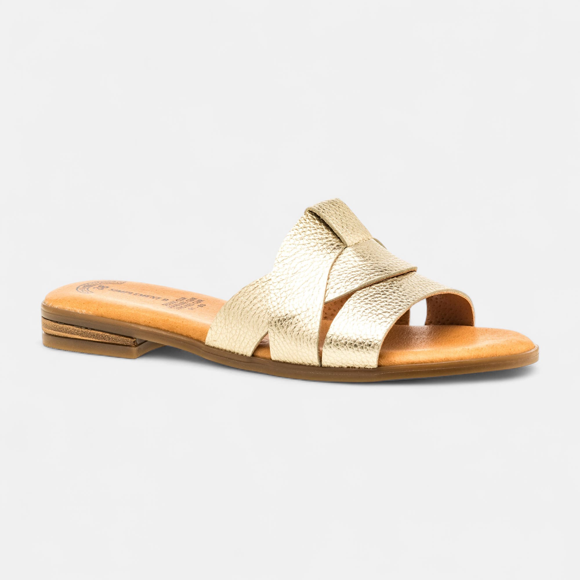 Mules Femme en cuir or